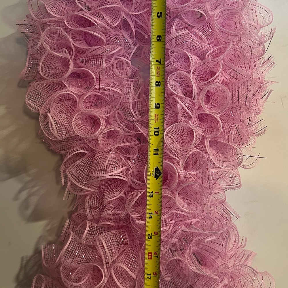 Breast cancer Pink Mesh Ribbon Wreath- handmade - Picture 8 of 8